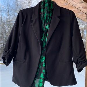 Little Black Suit Jacket with Decorative Sleeves